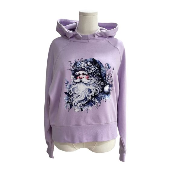 Whimsical Santa Lavender Hoodie XL Coquette Soft Girl Fairy Grunge Wintercore - Picture 6 of 10